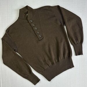 Vtg 1991 US Army Military 5 Button Pullover Sweater Men L 42/44 Wool MOS Green